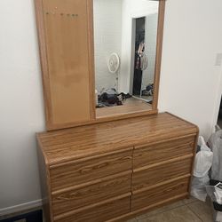 Wood Dresser With Mirror Attachment