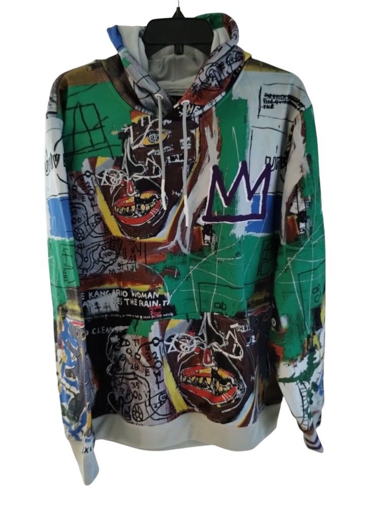 Jean Michel Basquiat Members Only Graffiti Art Pullover Hoodie Sweatshirt Men M