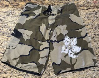 Mens Sz 36 Panama Jack Board Shorts Camouflage Tropical Print Lgth22 Inseam 10.5
