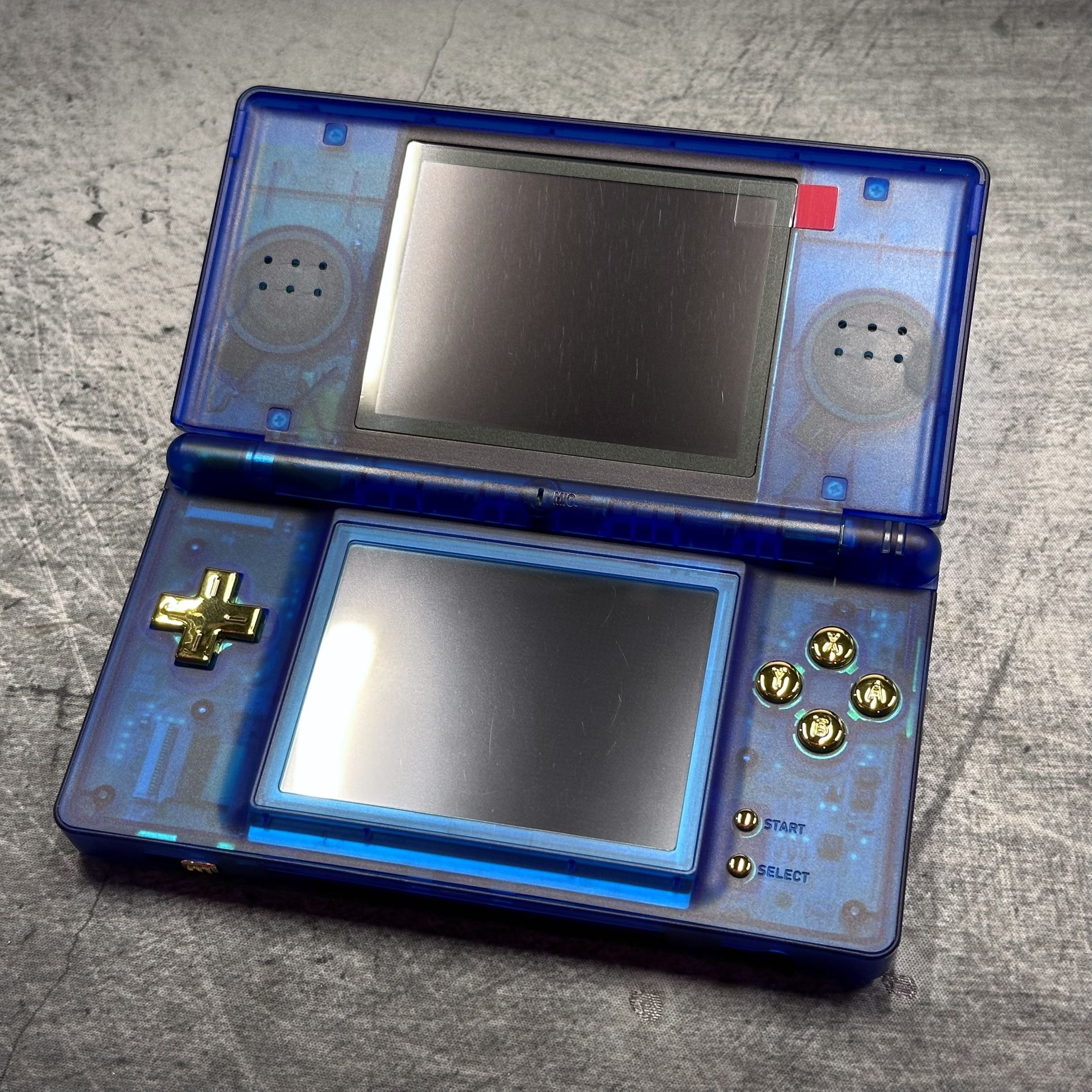 Custom Translucent Blue and Gold Nintendo DS Lite