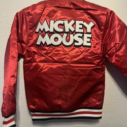 New Youth Xs Bomber Jacket Mickey Mouse Satin 