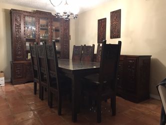 1950’s Mayan Tiki Aztec Mahogany Dining room set from Honduras (make offer) antique
