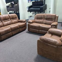 New Recliner Couch , Loveseat And Chair ! Free Delivery 🚚 ! Great Financing Options Available  !!