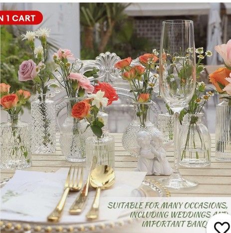 Glass Bud Vase Set of 22, Small Vases for Flowers, Clear Centerpieces