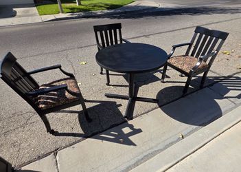 Black Round Table and 3 Arm Chairs Set