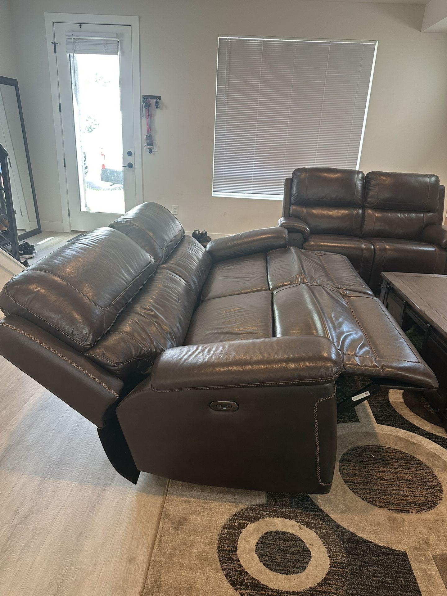 Luxury Reclining Leather Couch Set