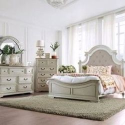 Brand New 4 PC Antique White Oak Bedroom Set