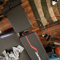 Bench table and weights