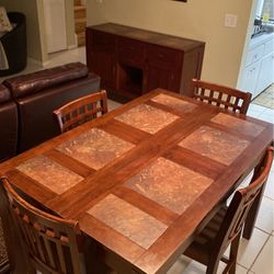 Dining Room Table Set And Matching Credenza Console