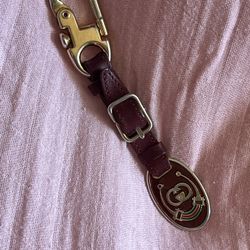 Vintage Leather Gucci keychain Key Chain Key Fob Charm Brown Leather Gucci Logo