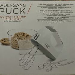 BRAND NEW IN BOX wolfgang puck 250 watt 5 speed hand mixer