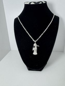 Cadena con dije de la Santa muerte Plata 925 italy