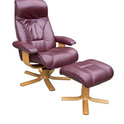 Mid Century Vintage Leather Chair + Ottoman 