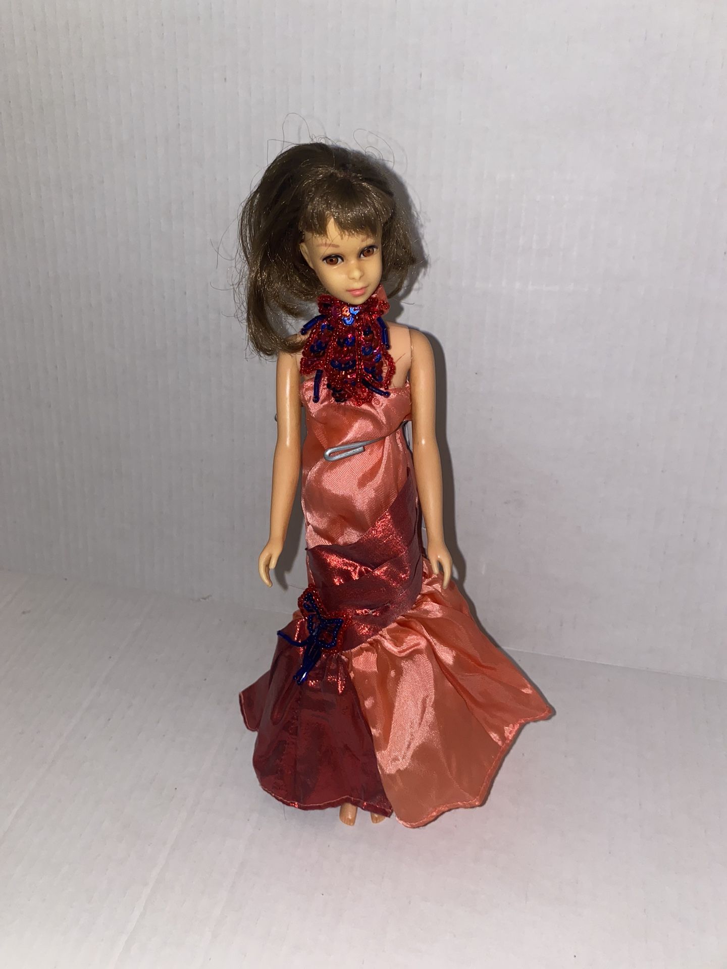 Barbie Doll Clothes Vegas Style Orange Gown with Beads & Sequins