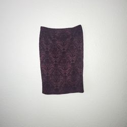 Pitaya Women's Red Skirt Suede Black Flower Design Size MEDIUM NWT