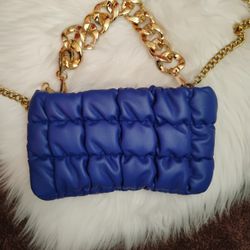 Ladies Royal Blue Purse With Watch Earrings 