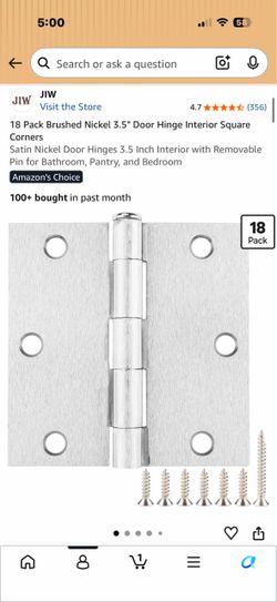 3.5" Door Hinges 18-Pack Brushed Nickel