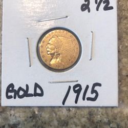 1915 $2.5 Indian Head Gold Coin