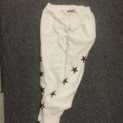LF White Jogger With Black Sequin Stars Size S
