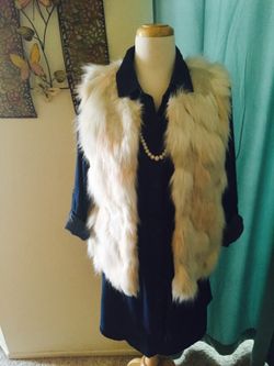 Denim button up dress & faux fur vest