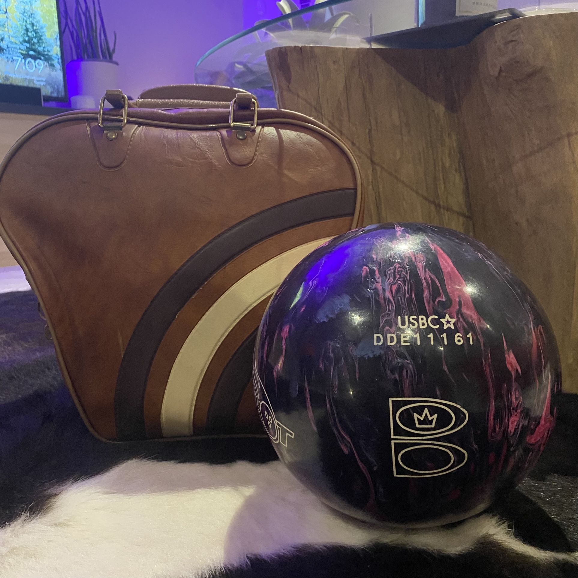 Brunswick Bowling Ball & Vintage Bag