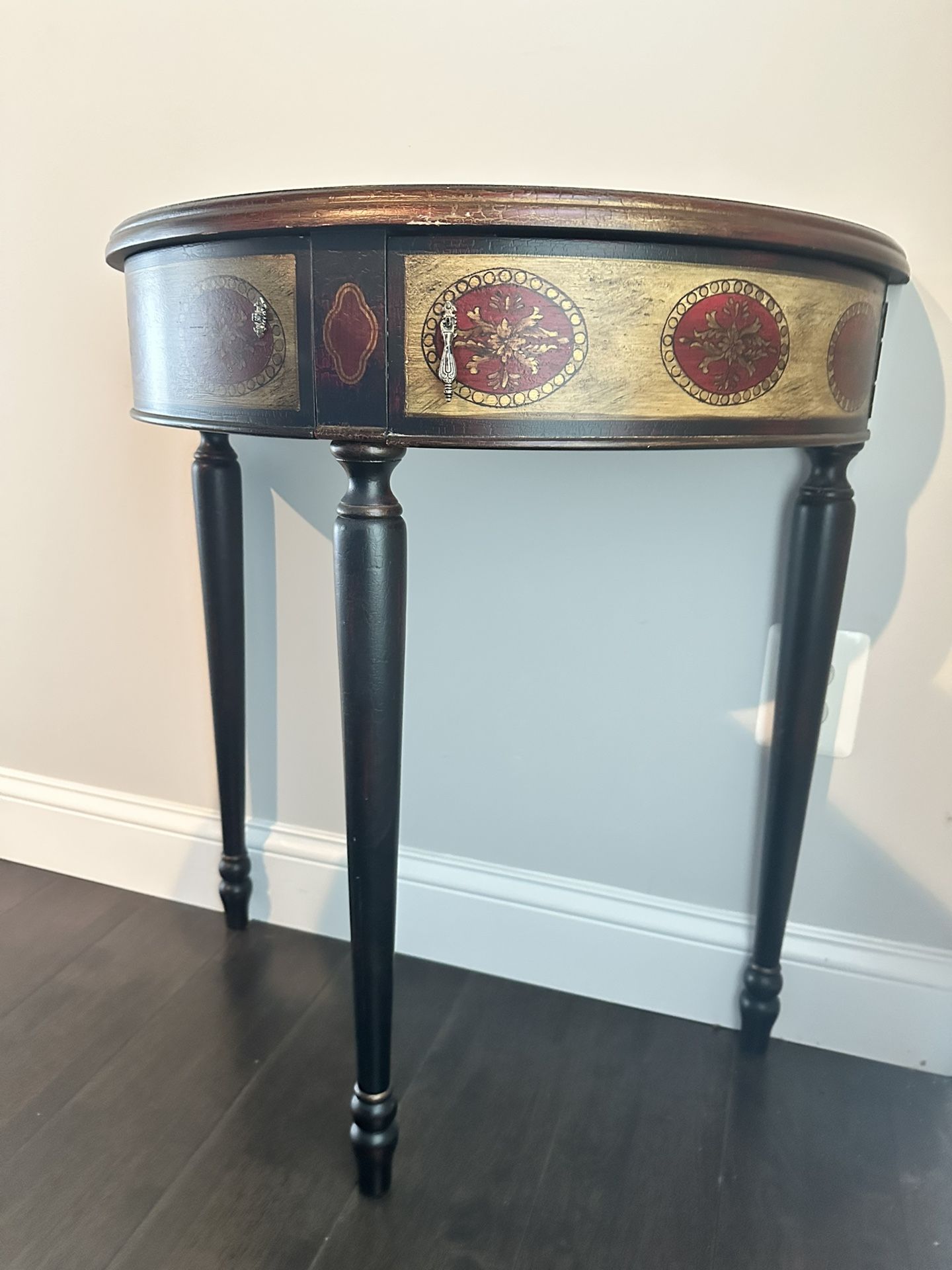 Elegant Hand-Painted Half-Moon Console Table