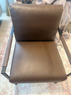 Faux Leather Brown Accent Chair
