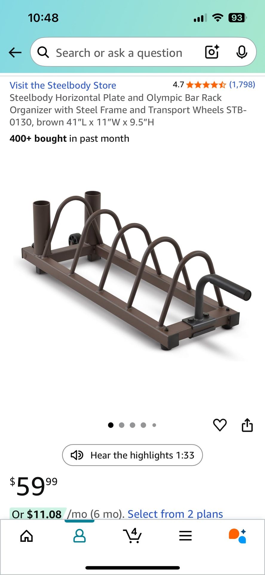 Olympic Weight Plate And Bar Holder