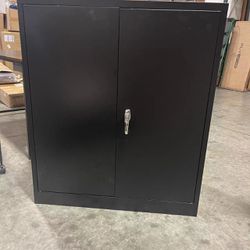 MO #081406 Counter High Metal Cabinet 35.4 in. W x 41.3 in. H x 17.7 in. D with 2-Adjustable Shelves Garage Cabinet in Black