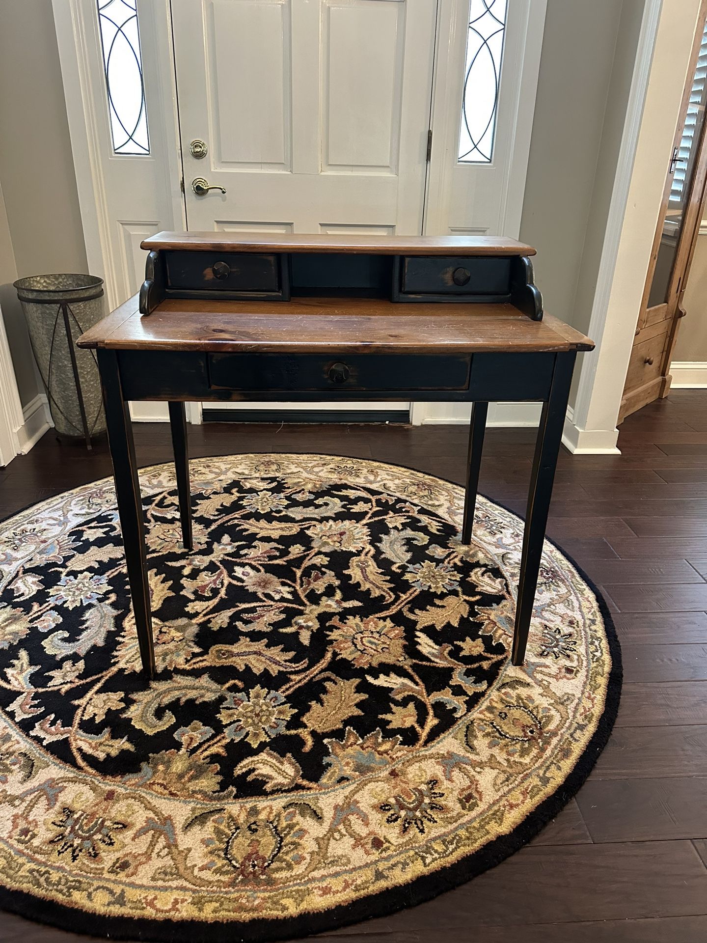 Wood Desk with secretary.