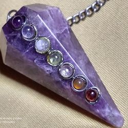 NWT- MASSIVE 26MM. PLUS /*1 PIECE OCTAGON CUT, AMETHYST KARMA PENDULUM