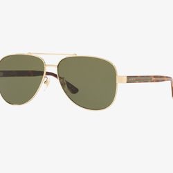 Used Gucci Sunglasses GG0528S Unisex Pilot Polarized Sunglasses Gold Tortoise Havana