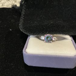 Sterling Silver “Northern Lights” Stone Adjustable Ring
