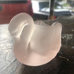 Vintage Pink Glass Swan