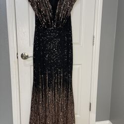 Formal Gold And Black Maxi Dress