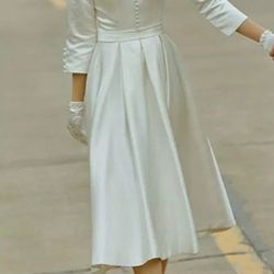 Vintage A Line Satin Elopement Wedding Dress