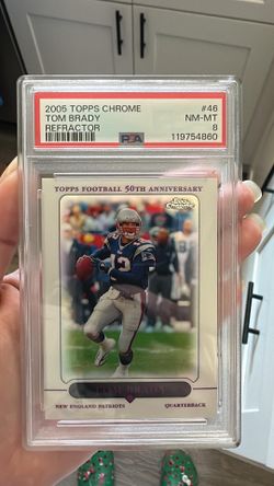 tom brady 2005 topps chrome refractor psa 8