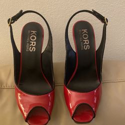 Michael kors red deals patent leather shoes