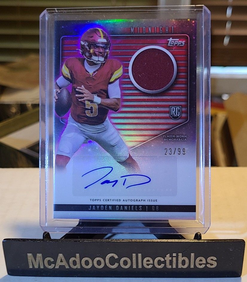 Jayden Daniels 2024 Topps Midnight RPA 23/99 RC Rookie Jersey Auto Commanders