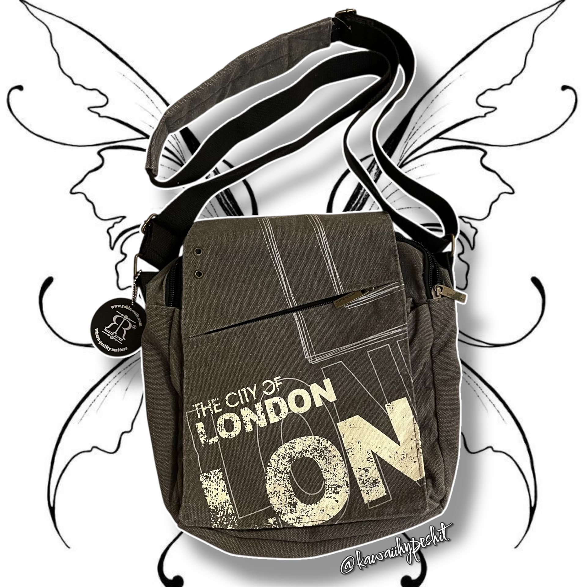Vintage Y2K Mini Messenger Bag “Gray/Grey, Black, & White w/ a Mall Goth, Grunge, Emo, Punk Vibe
