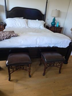 2 small leather ottomans