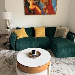 Convertible Sectional Sofa Bed with Storage – Dark Green (Like New)