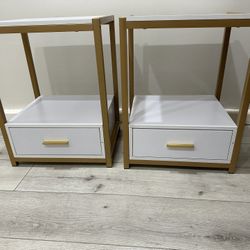 Nightstands, End Side Table with Drawer & Storage Shelf (look Pics)