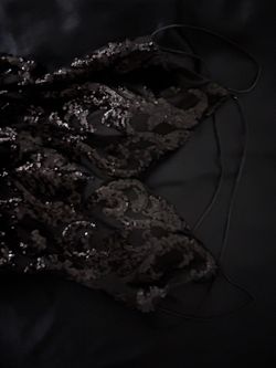 Black Sequin Spaghetti Strap Windsor Dress