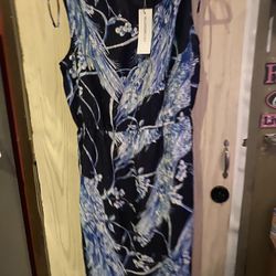 New W/Tag Liz Claiborne Pretty Dress Size XL Color Blue, Black, White with sequins 