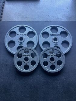 Rogue 6 Shooter Olympic Grip Weight Plates…. Home Gym Fitness….