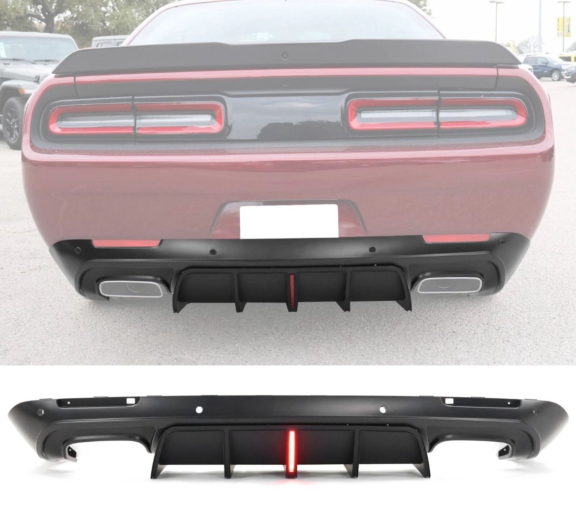 15-23 Dodge Challenger Matte Black Rear Diffuser w/ LED Light
