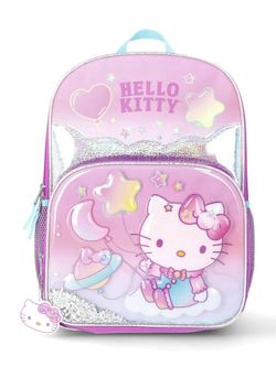 Sanrio Hello Kitty "On A Cloud " Girls' 17" Graphic Backpack and Keychain