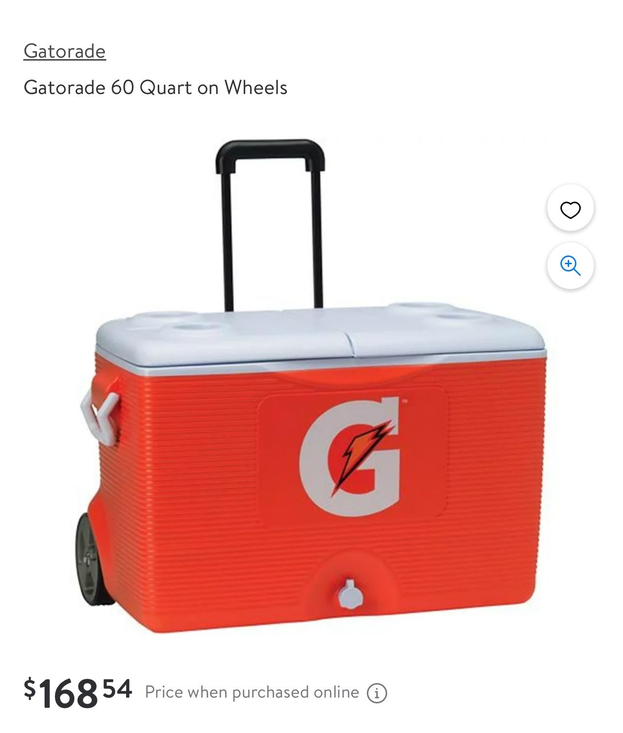 Gatorade Cooler 60 Quart W/ Wheels