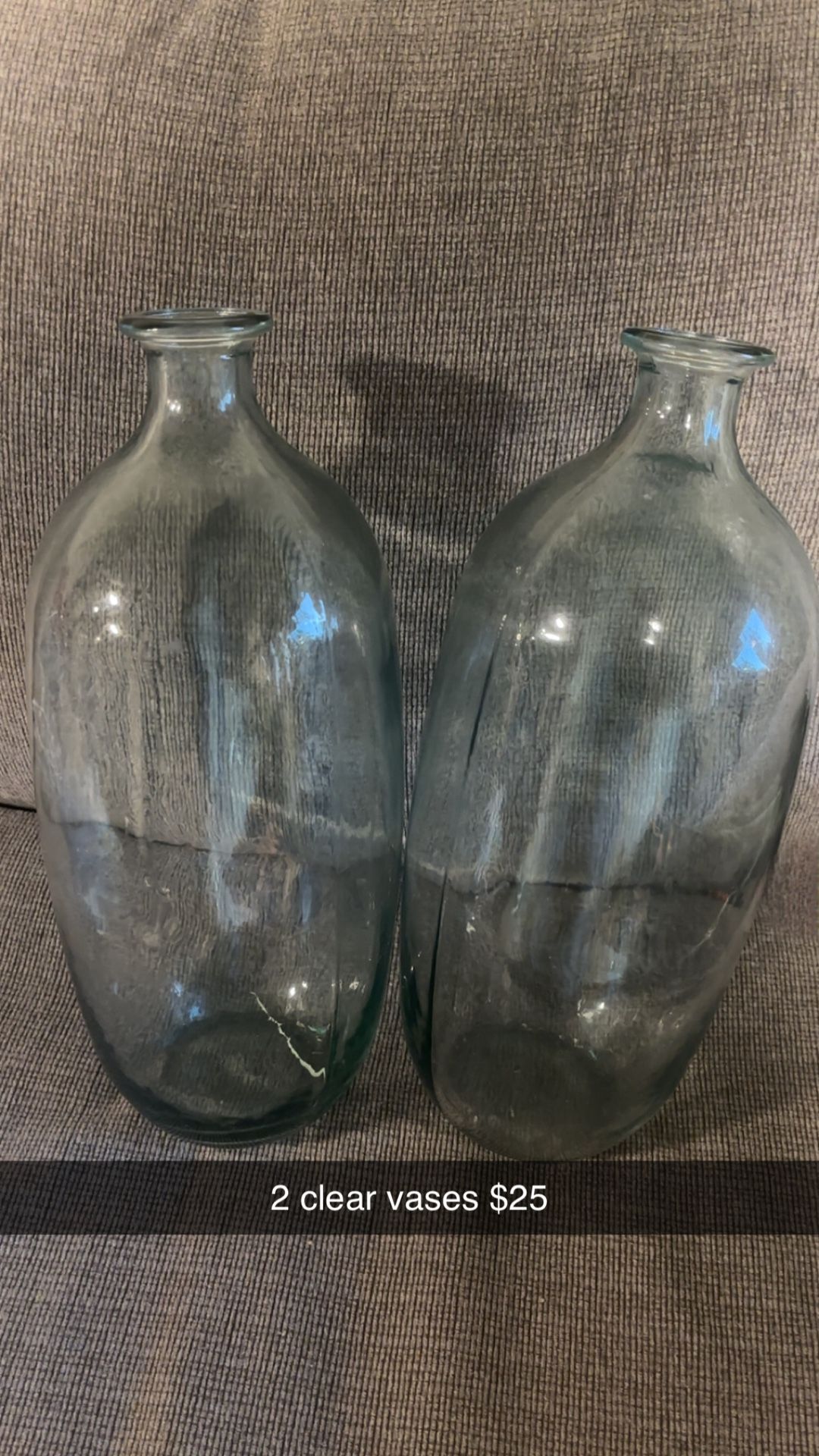 2 Clear Vases